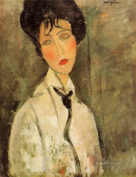 Retrato de una mujer con corbata negra 1917 Amedeo Modigliani Pinturas al óleo